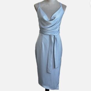 Lavish Alice Woman Cross Back Cowl Neck Satin Dress Size: 4
